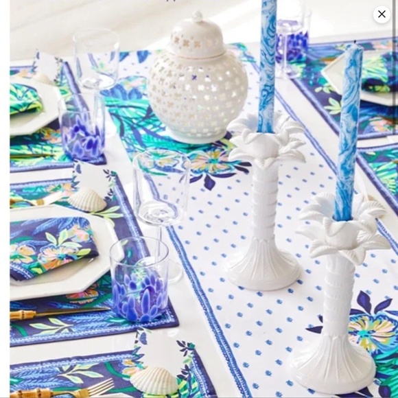 Lilly Pulitzer Ceramic Candle Holders, Candlesticks, 4 Table Placeholders - Picture 2 of 2
